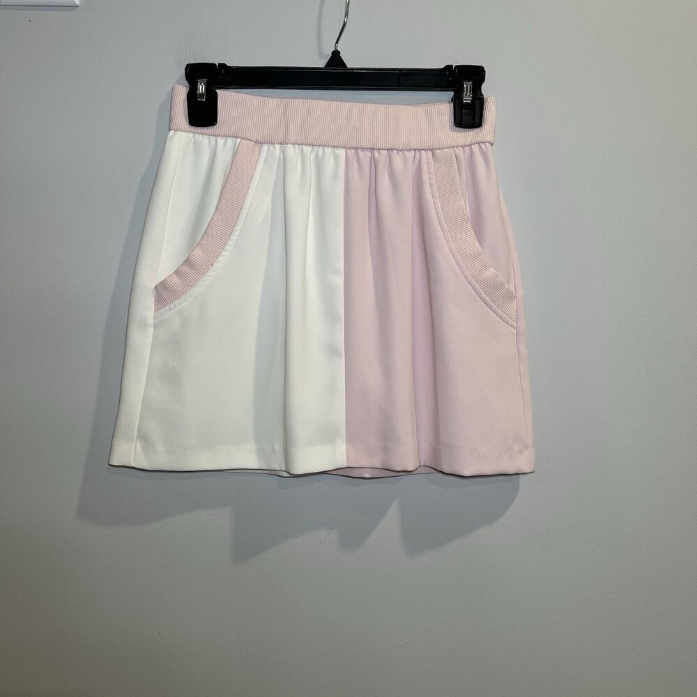 Amanda Uprichard Frankie Mini Skirt Size XS Revolve‎ Pink And White Side Pockets